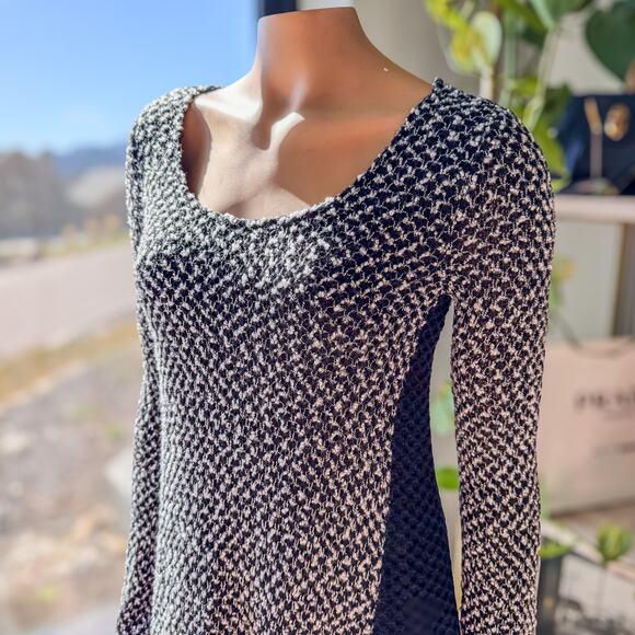 A’reve Anthologie Black & White Sweater Dress Layered Textured Knit Mesh, Medium - Picture 3 of 13